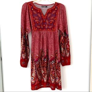 DONATED 🆕Cozy Soft Red, Orange & Blue Dress Sz S